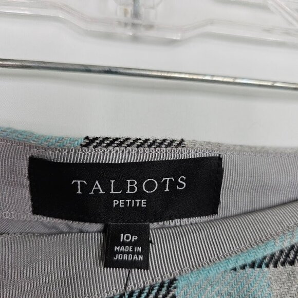 NWT TALBOTS Wool Blend Pencil Skirt GRAY BLUE BLACK PLAID size 10p Academia Twee - Picture 6 of 8